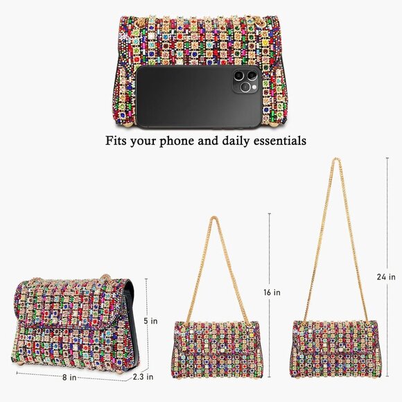 Women\'s Multicoloured Leather And Polyester Clutch Purse Sparkling Formal Handba main image 4